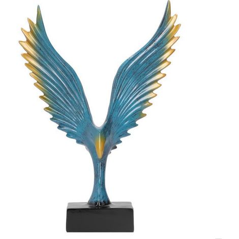 Ornement Bureau - Sculpture Résine Aile D'ange - Décoration Intérieure Abstraite - Bleu - 32,5 x 23 cm - 1 Pièce (1/5)