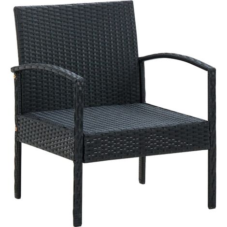 Chaise de jardin - Chaise d'extérieur avec coussin Résine tressée Noir fr1403 - Maison La Vie (1/5)