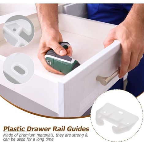 12 pezzi di guide per cassetti in plastica bianca, guide per cassetti di comò, parti di ricambio scorrevoli per mobili per comò, credenze, comodini e sistemi