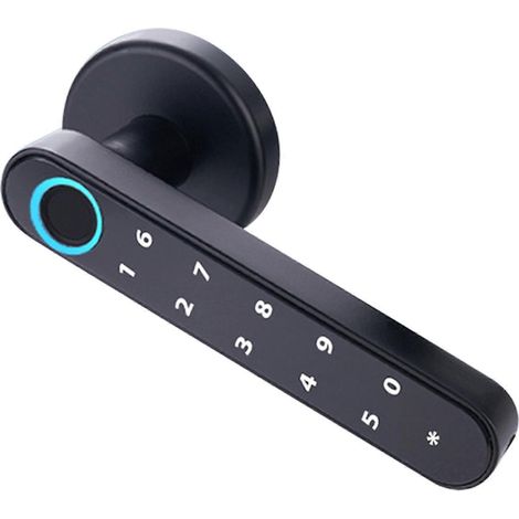 Serrure de porte à empreinte digitale simple, poignée de porte biométrique robuste pour la sécurité de la chambre à coucher, poignée ronde multicolore sécurisée sans clé. (1/5)