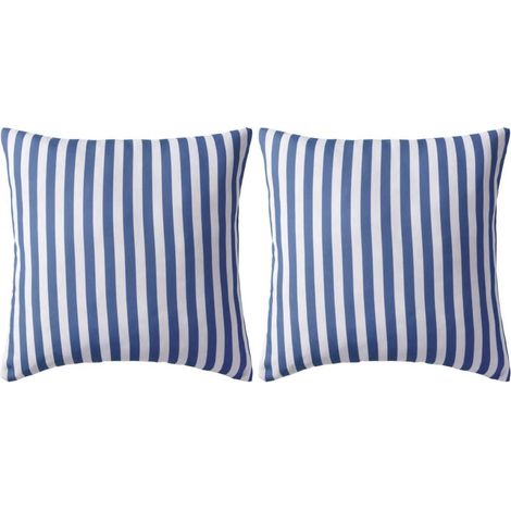 Set di 2 cuscini da giardino per esterni 45 x 45 cm a righe blu DEC020106