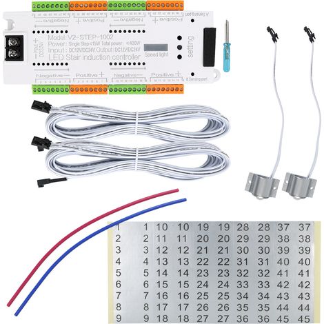 Kit de commande d'éclairage d'escalier avec détecteurs de mouvement, 32 canaux (1/5)