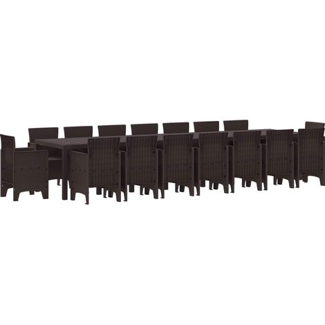 Maison Exclusive - Set da pranzo da giardino con cuscini 17 pz Marrone PP (1/5)