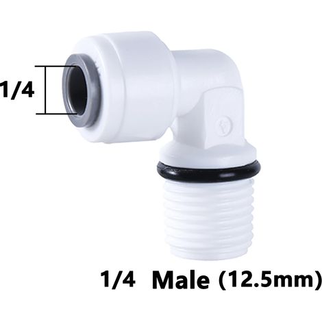 (2 à 10 pièces) Coude pour filtre à osmose inverse, filetage mâle/femelle 90°, 1/4" et 3/8", raccord rapide pour tuyau POM d'aquarium. (1/5)