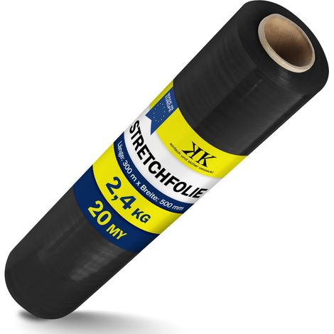 1 Rolle Stretchfolie Palettenfolie Wickelfolie 20 my 500mm x 300m schwarz (1/5)