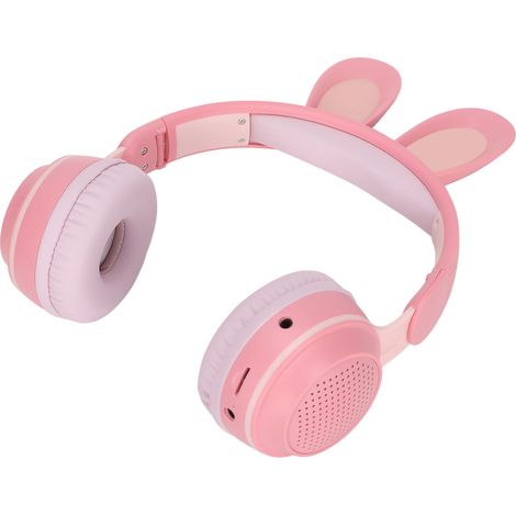 Faltbare Bluetooth 5.0-Kopfhörer für Kinder, mit Hasenohren, farbigem LED-Licht, kompatibel mit PC und Tablet, ideal für Online-Lernen (rosa). (1/5)