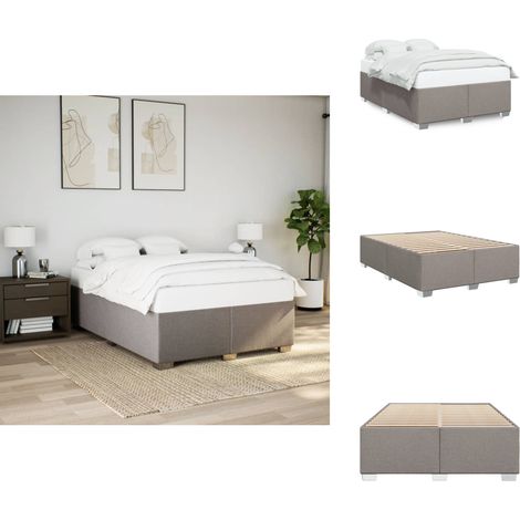 Cadre de lit sans matelas taupe 160x200 cm tissu - Cadre De Lit - Cadres De Lit - Sommier - Meuble De Chambre À Coucher (1/5)