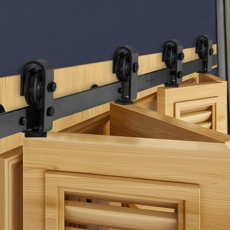 VEVOR Kit Quincaillerie de Porte Grange Coulissante Pliante, 1524 mm, Rail Simple Robuste, Montage par Haut, Coulissement Fluide, pour 4 Portes 35,56 cm de Placard, Buanderie, Portes Non Incluses
