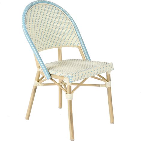 Oviala – Chaise de jardin empilable en aluminium et rotin synthétique – Revêtement en poudre grain bois – Hauteur 88 cm – Charge max 100 kg (1/5)