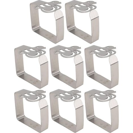 Juego de 8 pinzas antideslizantes plateadas para manteles de cocina. (1/5)