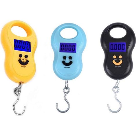 (3 pièces) Balance numérique portable de poche 50 kg/10 g LCD, crochet électronique à main, ceinture, bagages, balance suspendue, rétroéclairage, pesage (1/5)