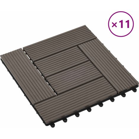 Carreau de terrasse 11 pcs Marron foncé 30 x 30 cm WPC (1/5)