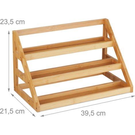 Portaspezie organizer non fisso per cucina a 3 livelli pratico salva-spazio moderno in bambù naturale 130013685