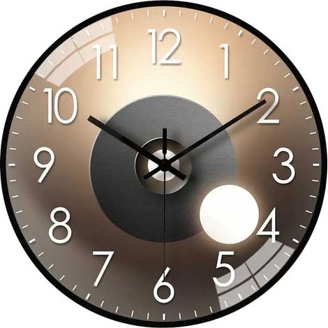 Horloge murale silencieuse moderne à dégradé (20 cm), élégante décoration intérieure marron et noir, cadeau original (1/5)