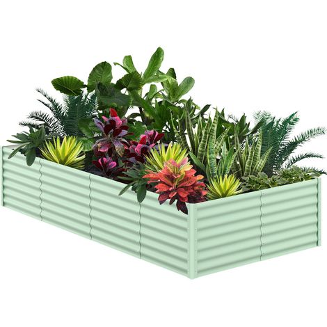 Carré potager surélevé en acier galvanisé 240 x 120 x 60 cm – Finition rouille – Pour culture de légumes et herbes (1/5)