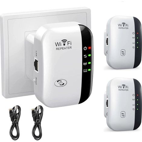 Lot de 2 amplificateurs WiFi prise – 1200 Mbps – Configuration 1 clic – Pour maison