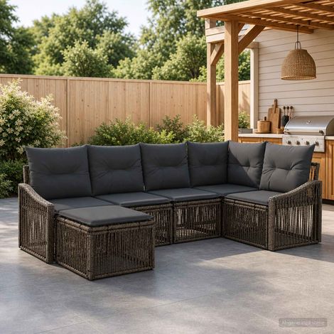 Set Divano da Giardino 6 pcs Grigio polyrattan vidaXL (1/5)