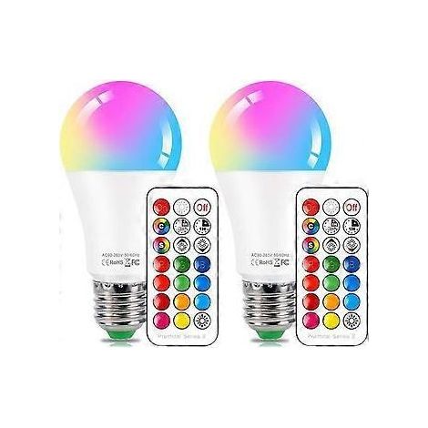 Ampoule LED changement de couleur avec télécommande, 10 W E27 RVB + lumière du jour blanche 5700 K, idéale pour la décoration intérieure, la scène, le bar, (1/5)