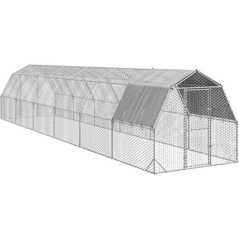 Hühnerstall mit Dach 2,5x12x2,25 m Verzinkter Stahl