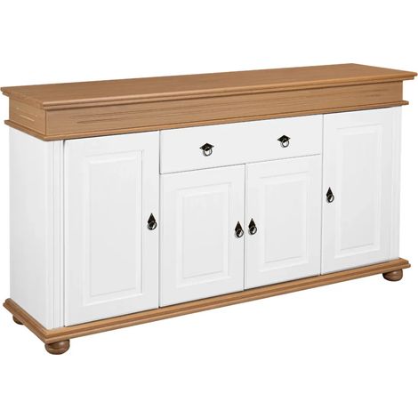 Madia 4 Ante con Cassetto Legno Bianco Rovere Credenza da Soggiorno (1/5)