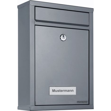Lockable silver steel mailbox 32x22x9cm weatherproof