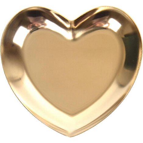 Plateau décoratif à bijoux en forme de cœur pour colliers, en acier inoxydable-9.1X8.7CM-Golden (1/3)