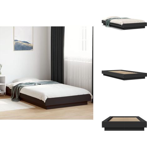 Cadre de lit sans matelas noir 90x190 cm - Cadre De Lit - Lit Double - Lit Noir - Meuble Chambre - Literie (1/5)