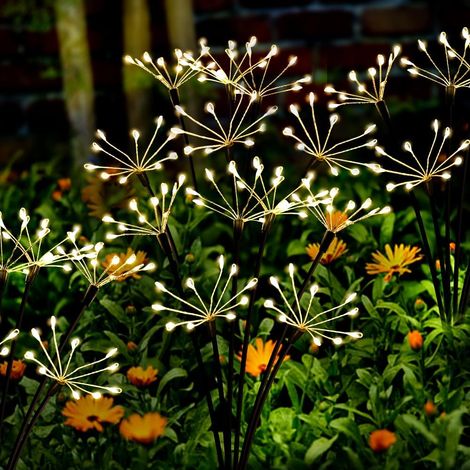 2 luci solari da giardino a forma di fuochi d'artificio - 100 LED - 2 modalità di illuminazione - impermeabili - per vialetti da giardino - decorazione per esterni e giardino (1/4)