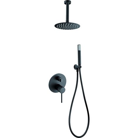 Colonna Doccia Incassata con Miscelatore Monocomando  Modello MILOS STICK  Doccia di dimensioni Standard  Colore Nero Finitura Opaca [ IMEX® ]