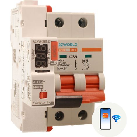 MCB Interruttore Magnetotermico WIFI Con Riarmo Automatico, Curva D 2P 3M 10000A D6A AC 400V PB8H, Corrente Disponibile 6A 10A 16A 20A 25A 32A 40A 50A 63A (D10A) (1/3)