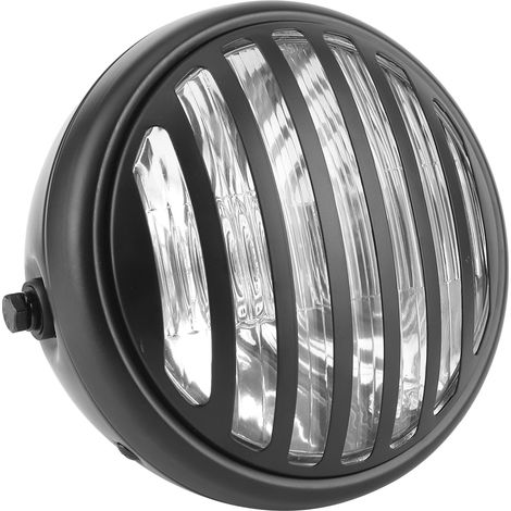 Phare Moto Rond 7 Pouces avec Grille de Protection, Ampoule Halogène 35W, Style Rétro, Verre Transparent, Projecteur Motocyclette (1/5)