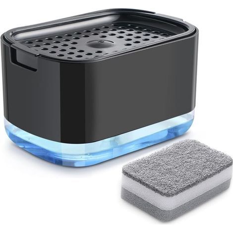 Collazoey Küchenspülmittelspender, 2-in-1 Seifenspender, nachfüllbarer Reinigungsmittelspender (Schwarz) (1/4)