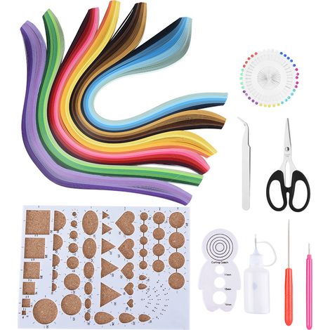 Kit DIY Paper Quilling 14 Pièces avec Bandes de 6 Couleurs - Outils Créatifs (1/5)