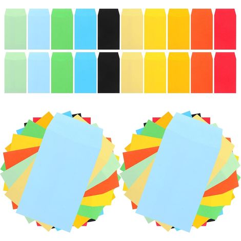 50 pièces d'enveloppes colorées en papier avec protection contre l'humidité et finition détaillée, petites enveloppes pour invitations de mariage et cartes d'anniversaire, couleur aléatoire (1/5)