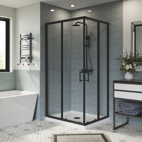 Aquariss 1000x800 Two Sliding Doors Shower Enclosure Matt Black (1/5)