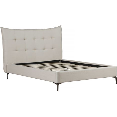 Letto matrimoniale in tessuto imbottito "Aspen" da 140 x 190 cm - Beige