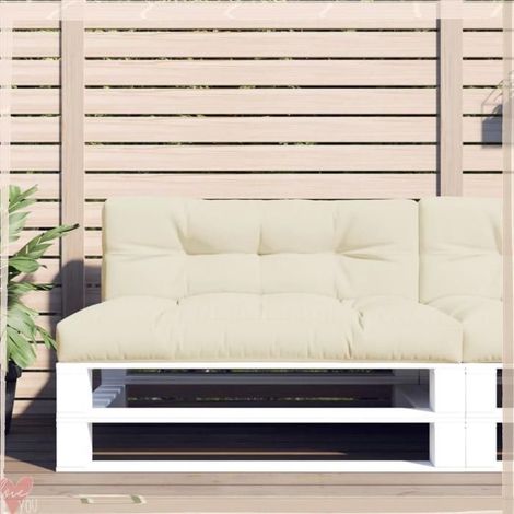360735 Coussins de palette lot de 2 crème tissu (1/5)