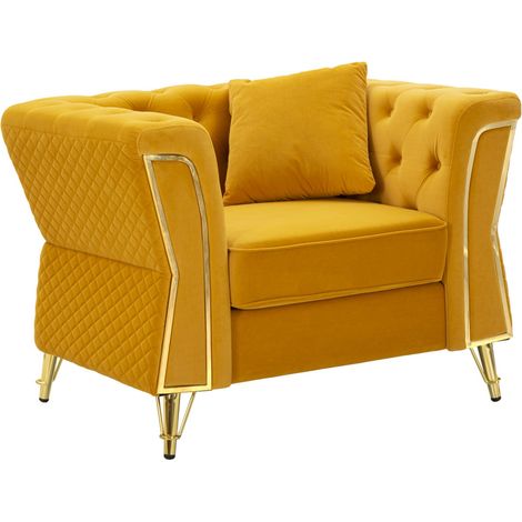 Fauteuil Emy moutarde avec coussin 104 x 83 x 76 cm (1/5)