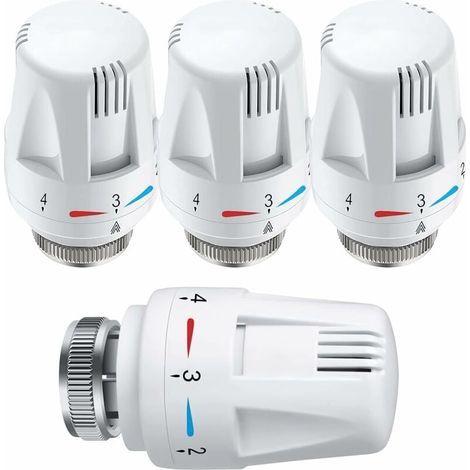 Thermostatkopf, 4-teilig, Standard M30 x 1,5 Heizkörperventil-Ersatzkopf, Temperaturregelung für Zuhause und Büro, Weiß (1/4)