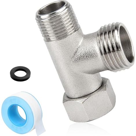3/8 Droit T Raccord D'eau Valve D'inversion et T 3 Voies Vanne 1/2 (1/5)