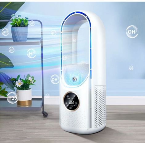 1 ventilateur sans pales, oscillant, 6 vitesses, blanc, pour chambre cuisine salon bureau