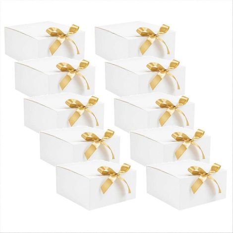 Set mit 10 weißen Geschenkboxen mit Deckel, 20 x 20 x 10 cm, Boxen für Heiratsanträge an die Trauzeugen (1/5)