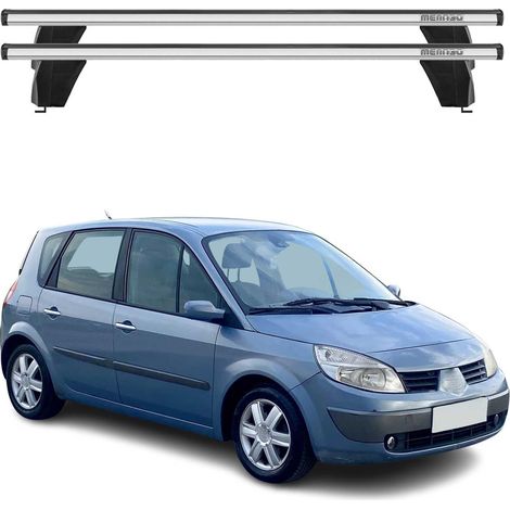 OMAC Barres de toit transversales en aluminium pour Renault Scenic II 2003-2009 – Antivol – Rainure en T – Testées City Crash – Charge Max 75 kg Argent (1/4)