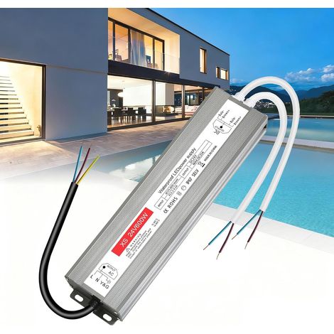 Transformateur 220V 24V 600W, LED Driver Etanche IP67, Extérieur Transfo 220V AC à 24V 25A Convertisseur Imperméable Ultra Fin Alimentation Tension Basse Constante Adaptateur (1/5)