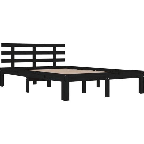 Bed Frame without Mattress Black Solid Wood 200x200 cm vidaXL (1/4)
