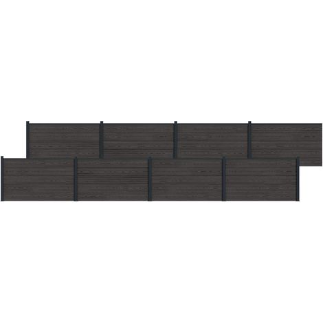 Fence Panel 8 pcs WPC and Aluminium Black vidaXL