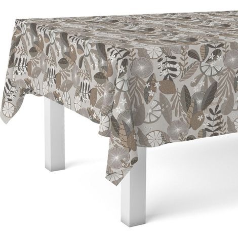 Nappe Toile cirée Lavable carrée 140x140 cm Mandarine Marron (1/5)