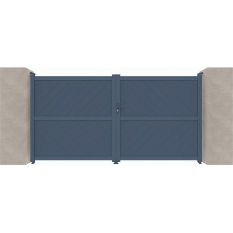 Portail aluminium battant C05 Gris 7016 - Largeur entre piliers 3560mm - Hauteur 1800mm (1/2)