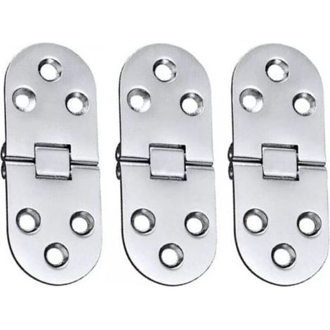 Lot de 3 charnières de table en alliage (argent) en acier inoxydable, charnière rabattable pour porte pliante, pour tiroir, table, bureau, machine à coudre, argent (1/5)