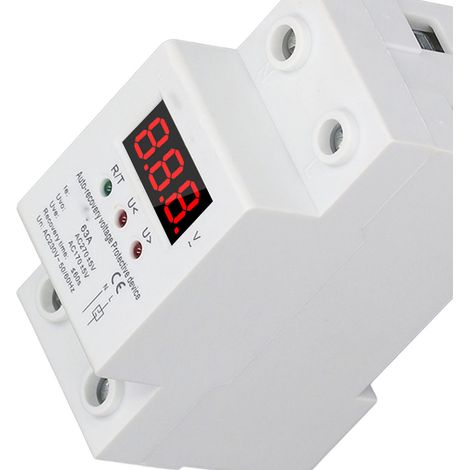 Protecteur de tension automatique LTGQ-63 2P 230VAC 63A, monophasé avec affichage unique, réarmement automatique contre surtension et sous-tension, disjoncteur de protection pour tableau électrique. (1/5)